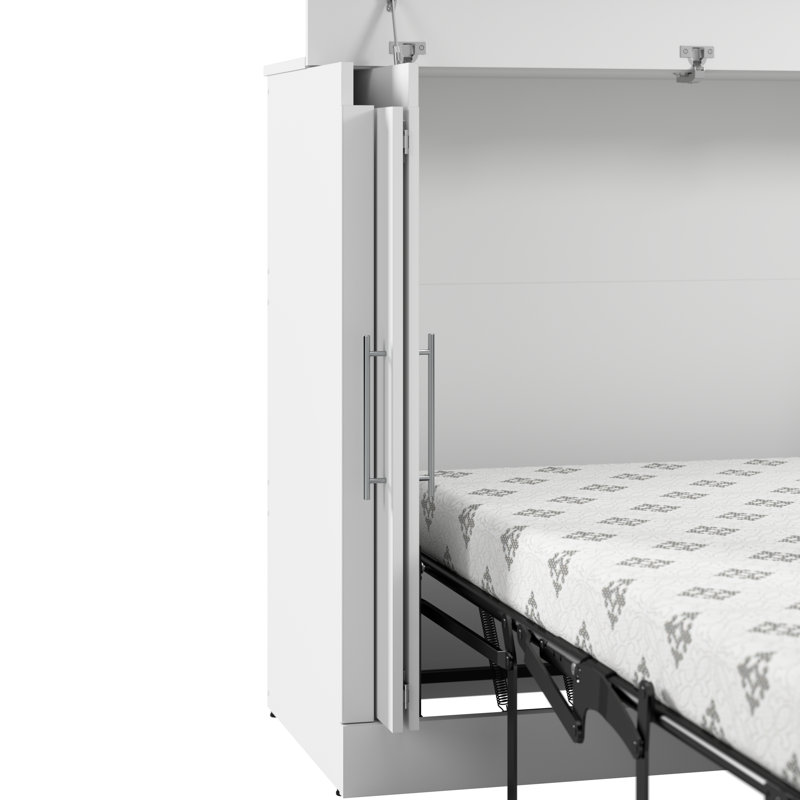 Lit escamotable 75W avec matelas 75W, Full, Blanc