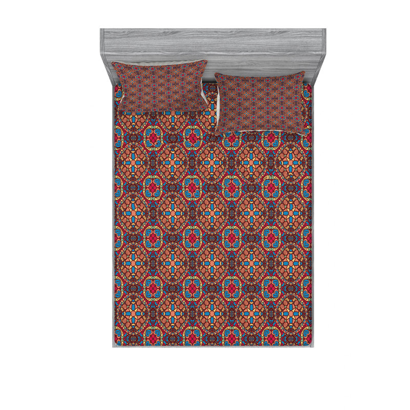 Microfiber Damask Sheet Set, Full/Double Sheet Set with Fitted Sheet