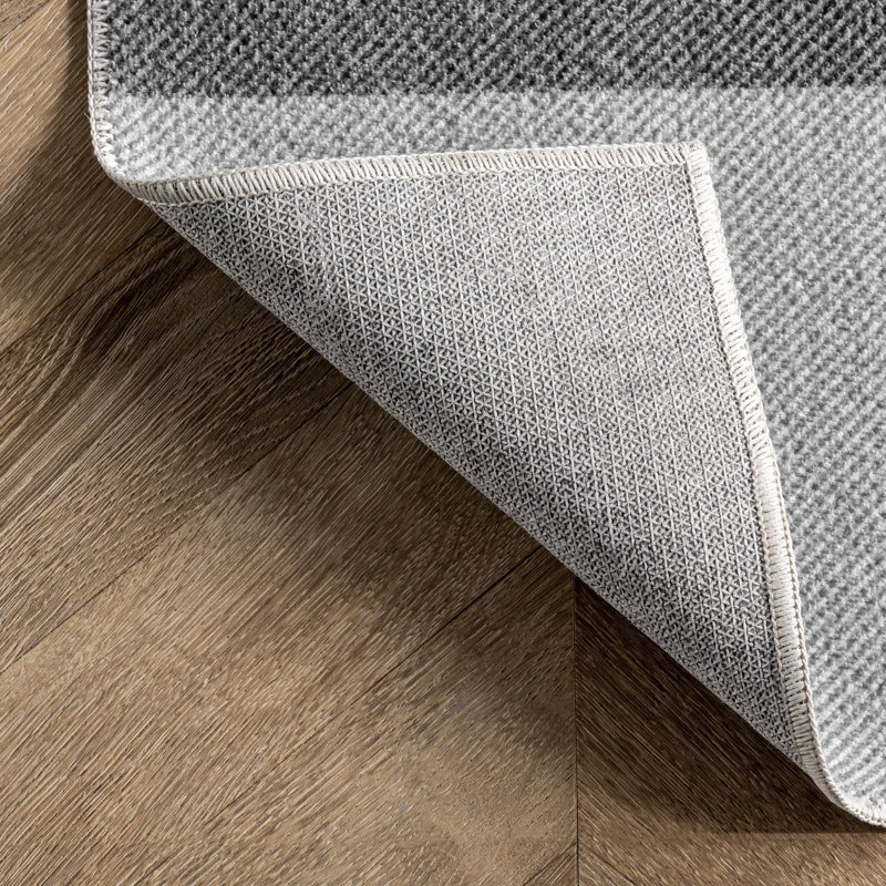 Tapis gris lavable à la machine Micheal Farmhouse, Rectangle 6 pi x 9 pi