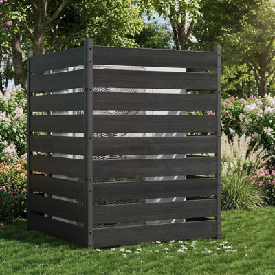2 Panels No-Dig Outdoor Privacy Fence, Aluminum Frame & Weatherproof Vinyl Slats, Decorative Screen for AC Units, Trash, Pool Equipment