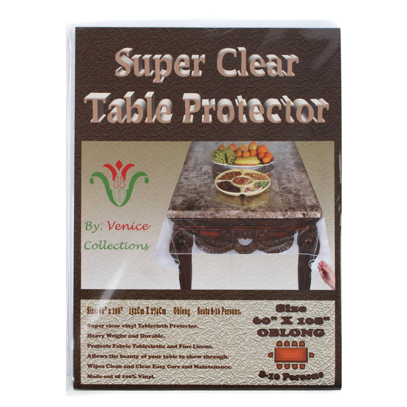 Clear Vinyl Table Protector, 108" L x 60" W Rectangle