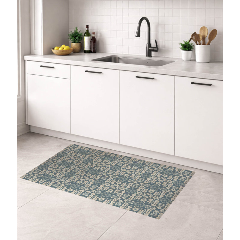 Madden Low Profile Kitchen Mat, Rectangle 3' x 2', Teal