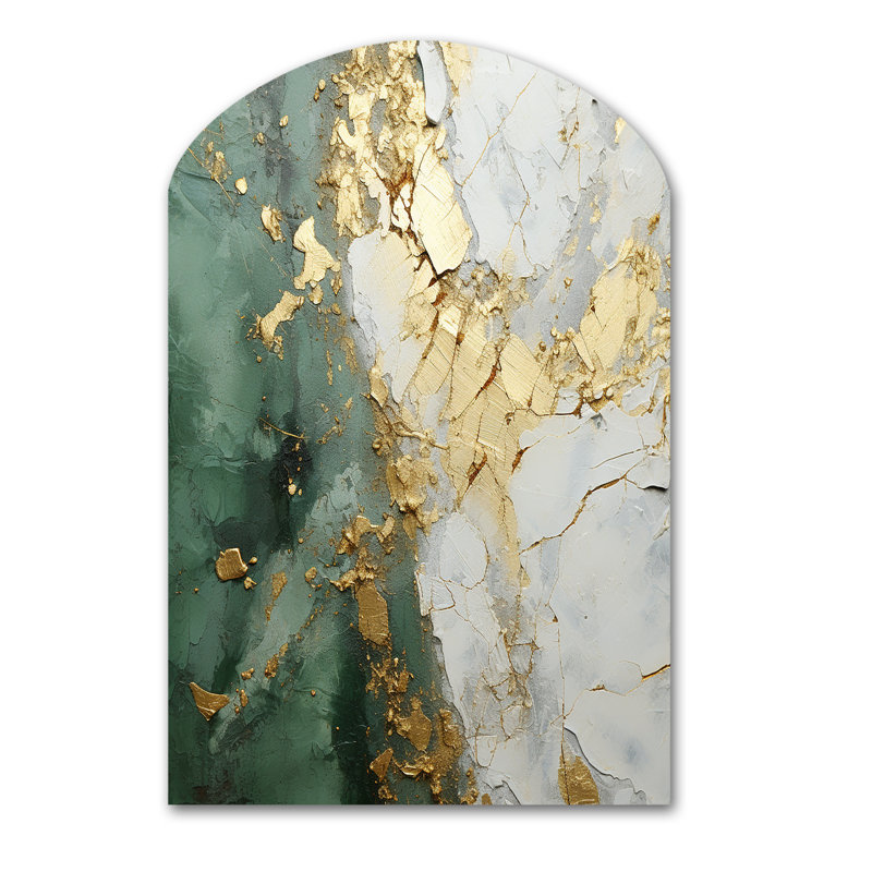 Delaney - Abstrait peinture arche, art mural en métal beige, reproduction d'art asymétrique, H 43 po x l 33 po