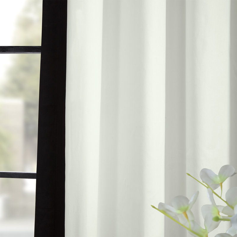 Yang Grommet Semi-Sheer Curtains for Bedroom & Living Room Printed Cotton Curtains Window Single Panel, 50"W x 96"L