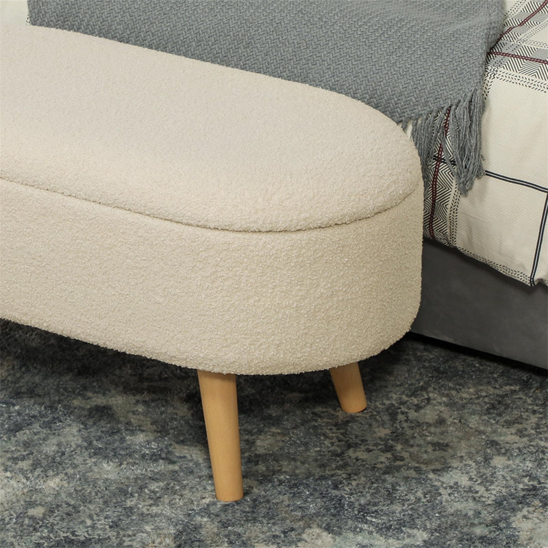82cm Wide Footstool Ottoman, Beige