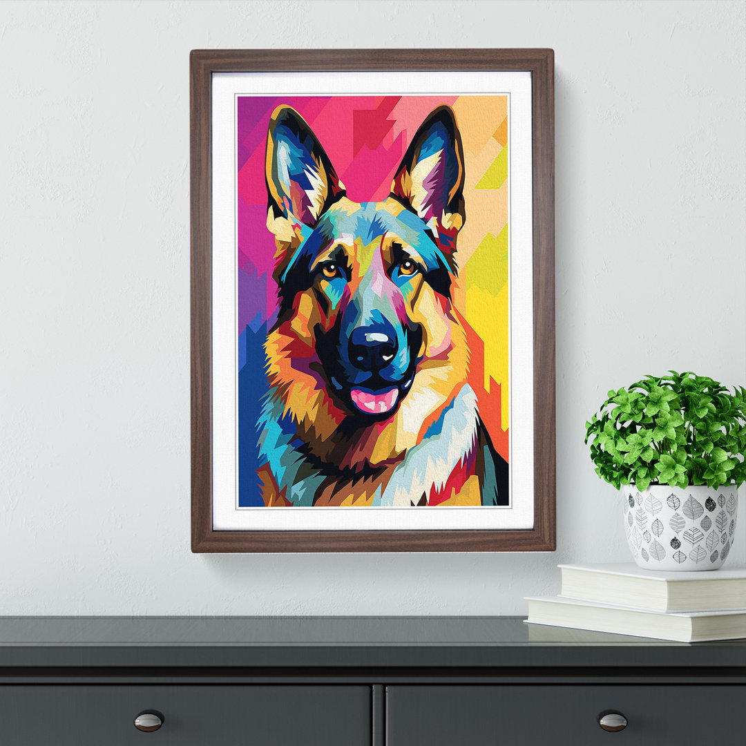 German Shepherd Colour Field Art - Framed Print