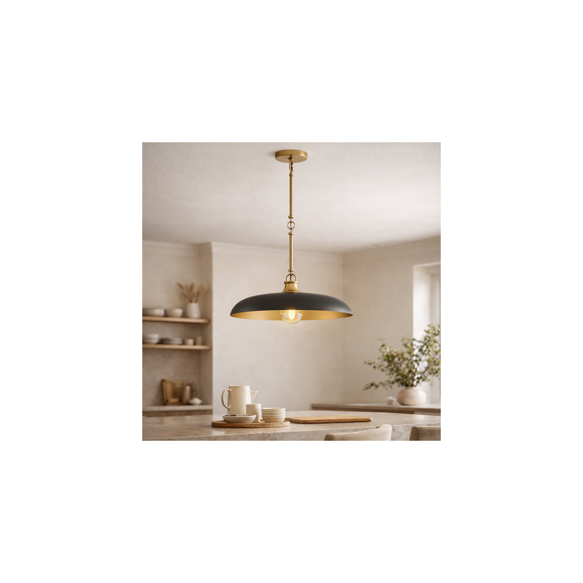 Hinkley Sadie Saucer Shaped Pendant, 6.25" H x 18" W x 18" D, Black