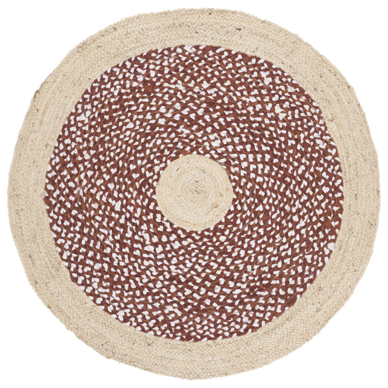 Abhay Hand Woven Jute, Cotton Rug, Round 3'