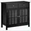 Buffet buffet, armoire de cuisine décorative avec portes en verre, tablette réglable et 2 tiroirs pour la cuisine
