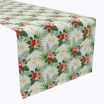 Table Runner, 100% Cotton, 16X108", Hibiscus Check
