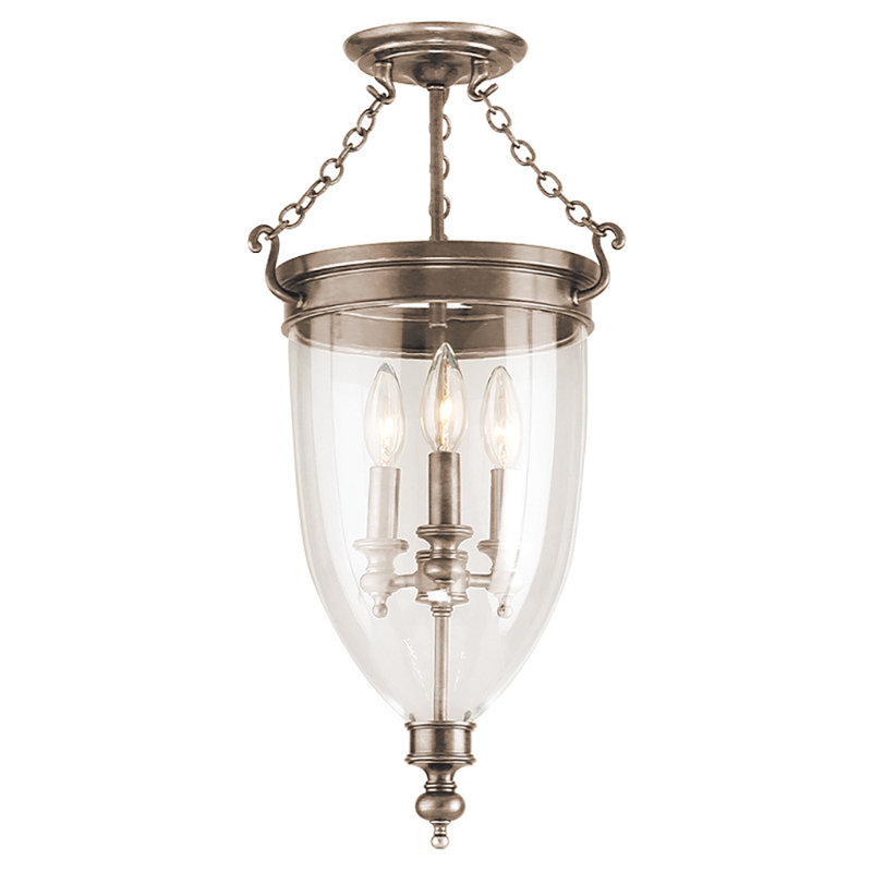 Hanover 3 - Light Semi Flush Mount, Aged Brass, 21.5"H x 12"W