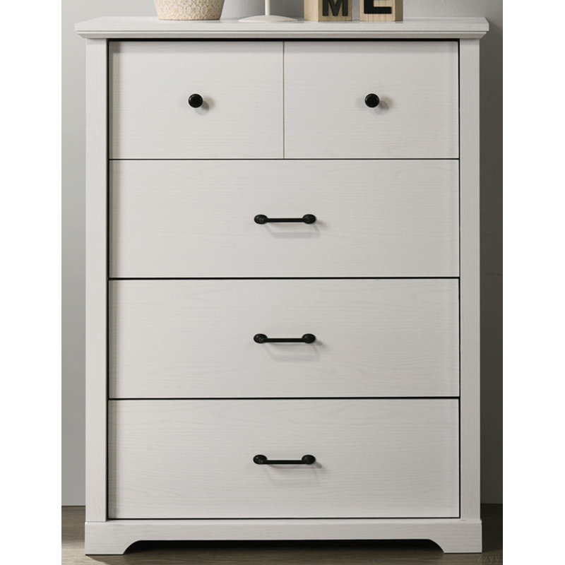 Commode 4 tiroirs avec poignées noires Elettra, Blanc
