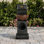 Fontaine sculpturale avec cuve bol - 9,4 po x 9,1 po x 23,8 po - noir / brun