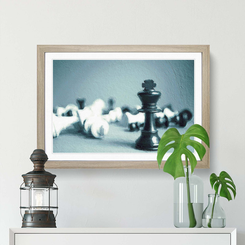 A Chess Battle - Framed Print, Oak Framed, 24cm H x 33cm W x 2cm D