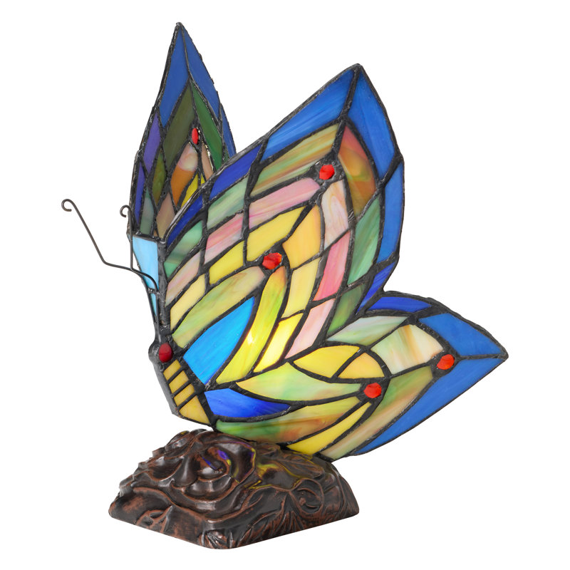 Liliana 9.5"H Butterfly Stained Glass Accent Lamp