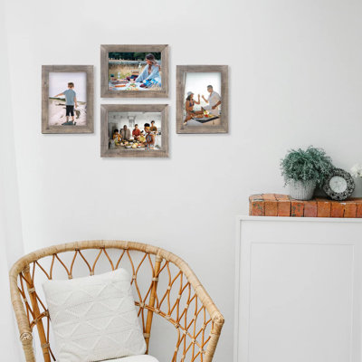 Cadre photo rustique en bois gris Jarail - Paquet de 4