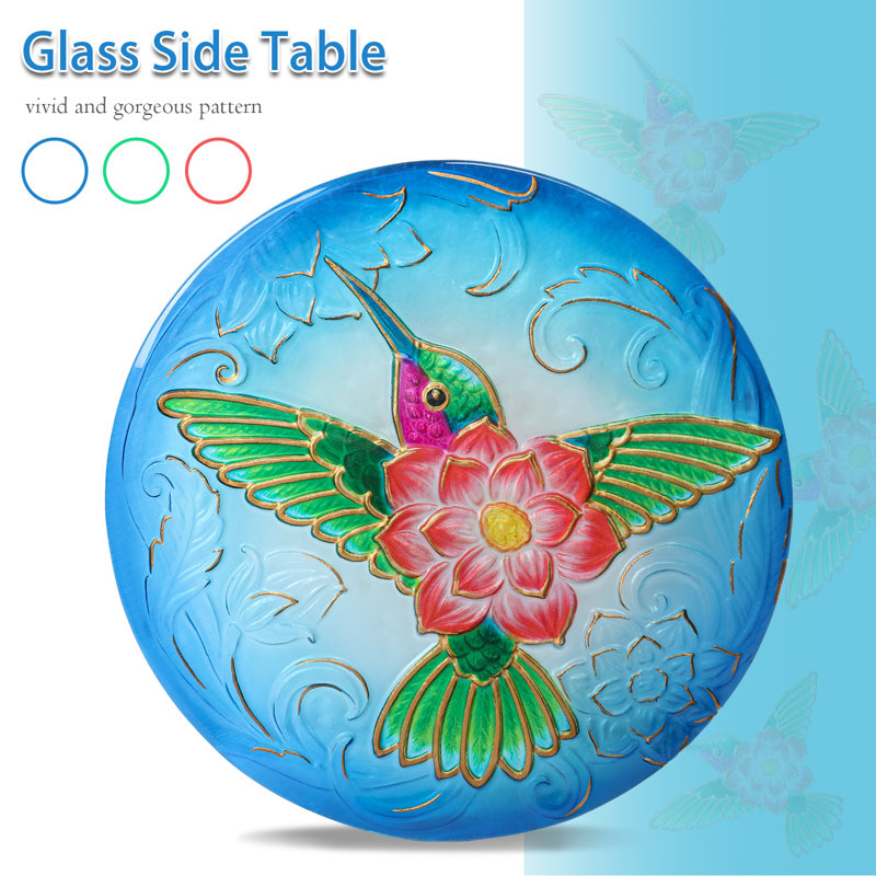 Dinie Round Glass Outdoor Side Table , 14.17 " W 14.17 " D