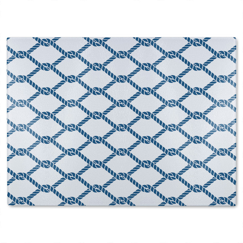 Chainlink Rope Glass Chopping Board, 40cm L x 28cm W