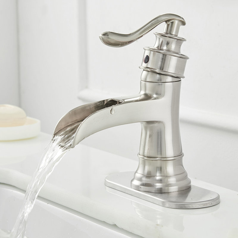 Single-Hole Single-handle Bathroom Faucet with Drain Assembly, Brushed Nickel