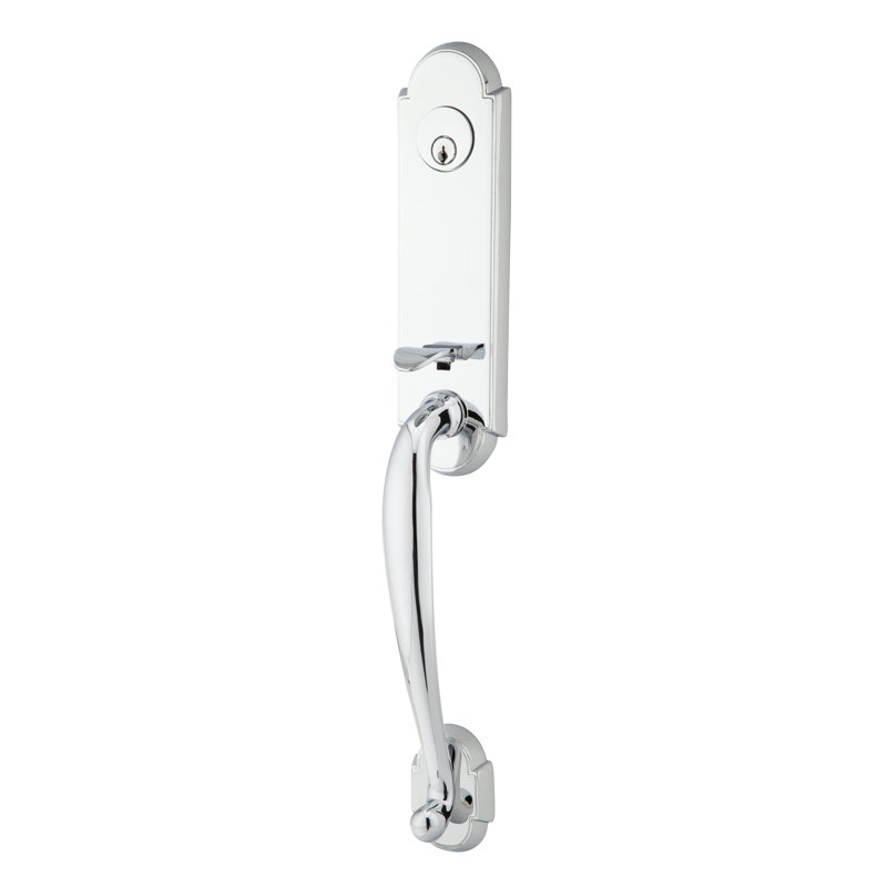 Emtek Richmond Monolithic Double Cylinder Tubular Entryset, Polished Chrome, Wembley Lever, Left Handed