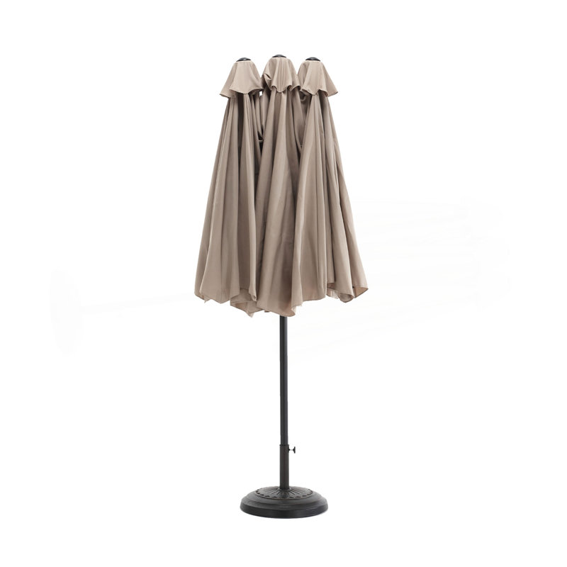 Grand parasol d'extérieur double face 14,8 pi avec manivelle (sans base), Kaki