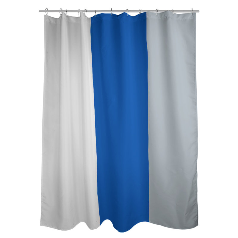 Rideau de douche Dallas, Blanc / bleu royal / argent, Non