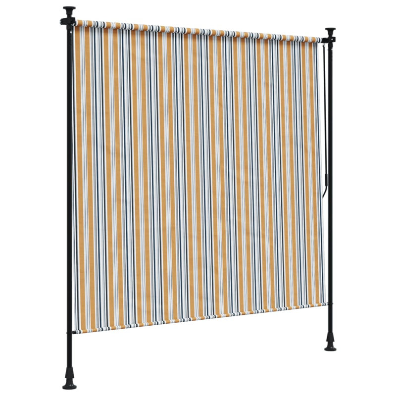 Rideau roulant extérieur vidaXL en acier jaune et blanc, polyester, Jaune / blanc, H 106,3 po x l 59,1 po