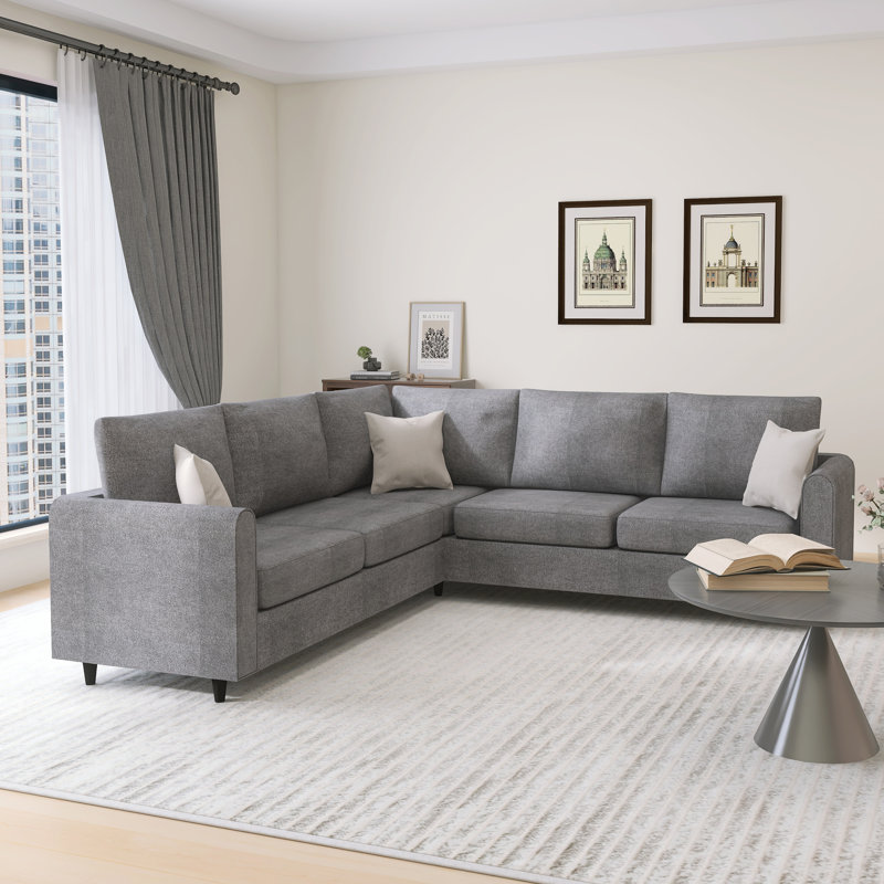 Canapé modulaire rembourré moderne en forme de L avec 3 coussins pour le salon