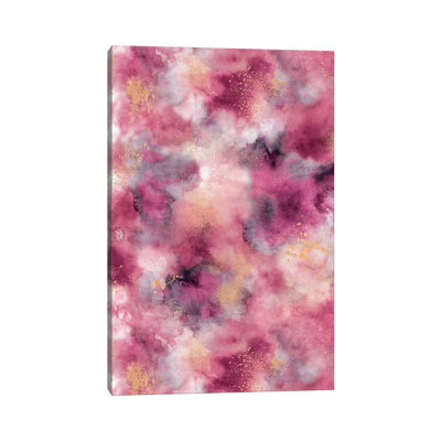 Marble Watercolour Gold Pink 1 Piece Wrapped Canvas Painting