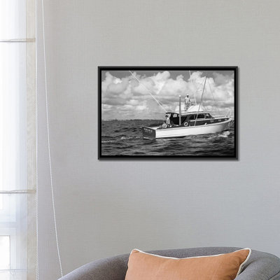 " 1950s Group Of 3 Men Trolling Off Of Fishing Boat In Gulf Stream " by Vintage Images