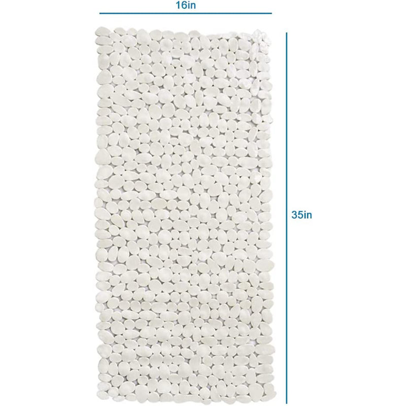 Tapis de bain antidérapant 35 "Spa Pebbles, L 16 po x L 40 po, Beige