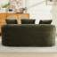 Canapé incurvé en chenille avec 3 coussins, couleur olive, assise profonde idéale pour appartement, mousse à mémoire de forme, sans assemblage, sans animaux, supporte jusqu'à 136 kg, faible capacité de soutien, peu encombrant