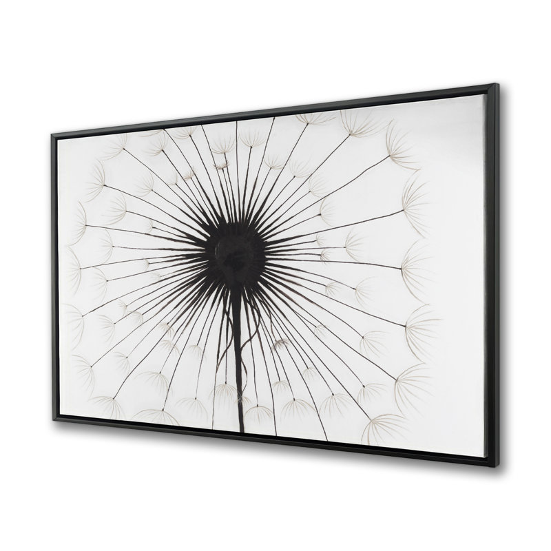 Dandelion Black Monochrome Framed Canvas | Home Decor Art