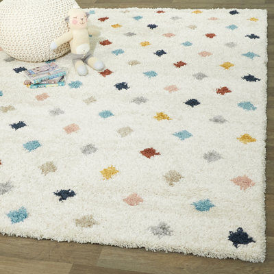 Bartucca Diamond Rainbow Colored Shag Area Rug
