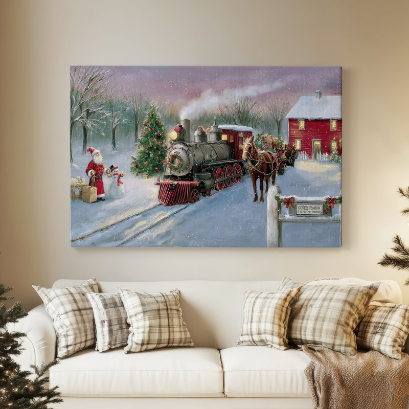 Toile tendue pâle de la crèche de Noël, H 12 po x l 18 po