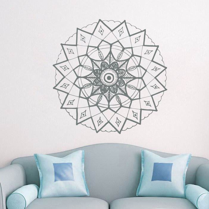 Adhésif décoratif mandala yoga, H 20 po x l 22 po, Gris