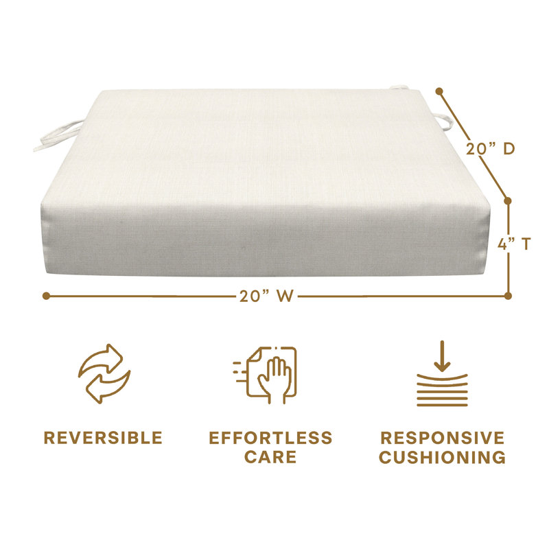 Coussin de siège d'extérieur carré Meridian, Buff, L 20 po x P 20 po