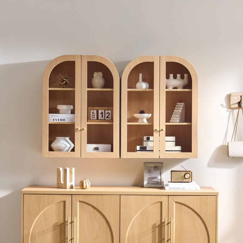 Wood Arch Wall Mounted Bathroom Cabinet, Natural