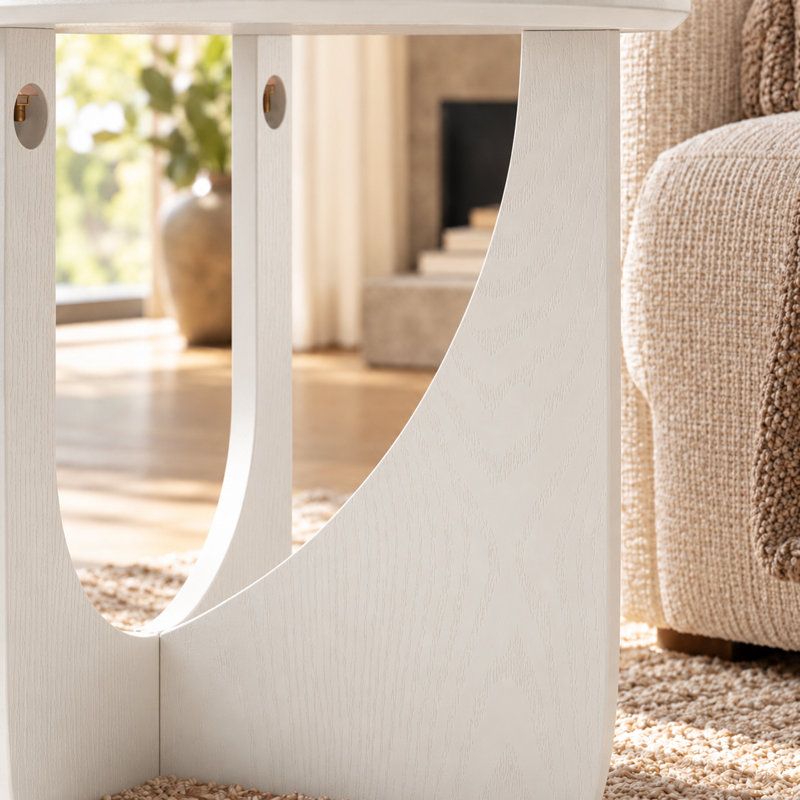 Table d'appoint en bois massif avec finition en noyer et table de bout pour le salon, la chambre et les petits espaces, Blanc