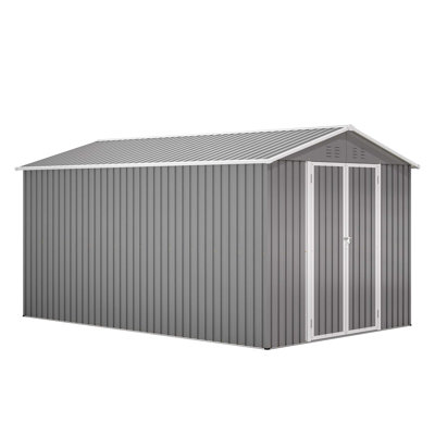 8 X 12 FT Outdoor Storage Shed, Large Metal Tool Storage With Aluminium Frame And Lockable Doors, Storage For Backyard Garden Patio Lawn, Grey
