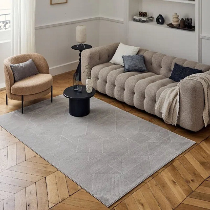 Carmel Modern Geometric Patterned Grey Area Rug, Rectangle 240 x 340 cm