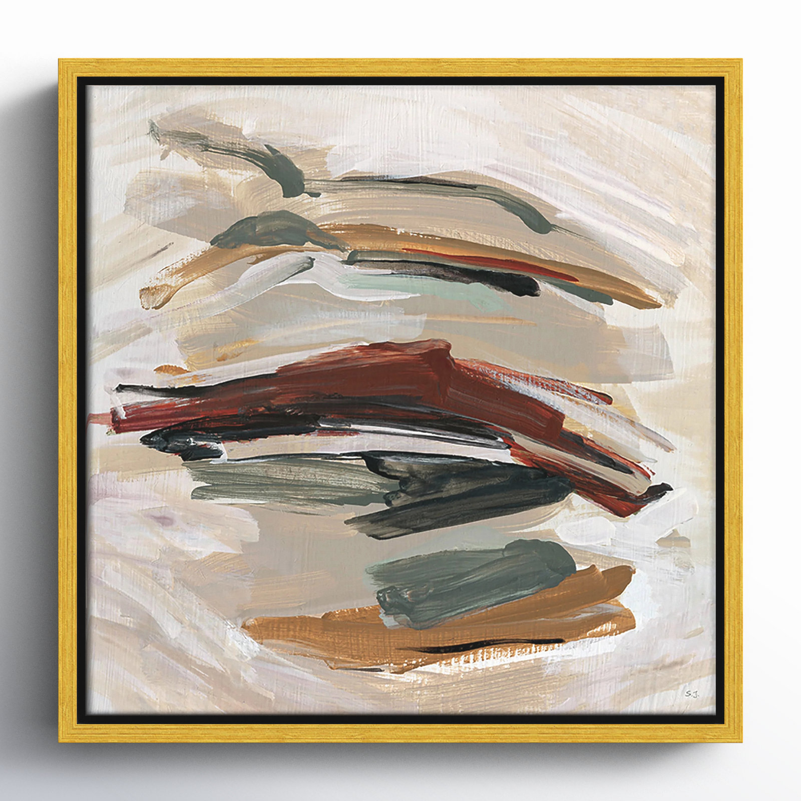 Carmina "Spring Shadows" Painting by Susan Jill, Gold , 13.5" H x 13.5" W