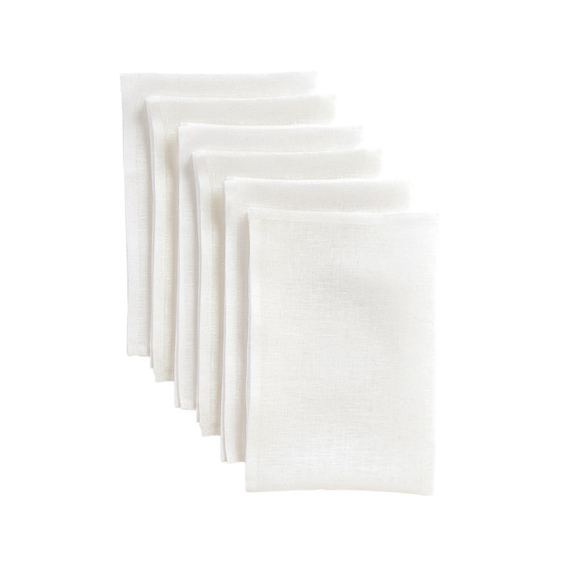 100% Pure Linen Dinner Napkins - Fete, White