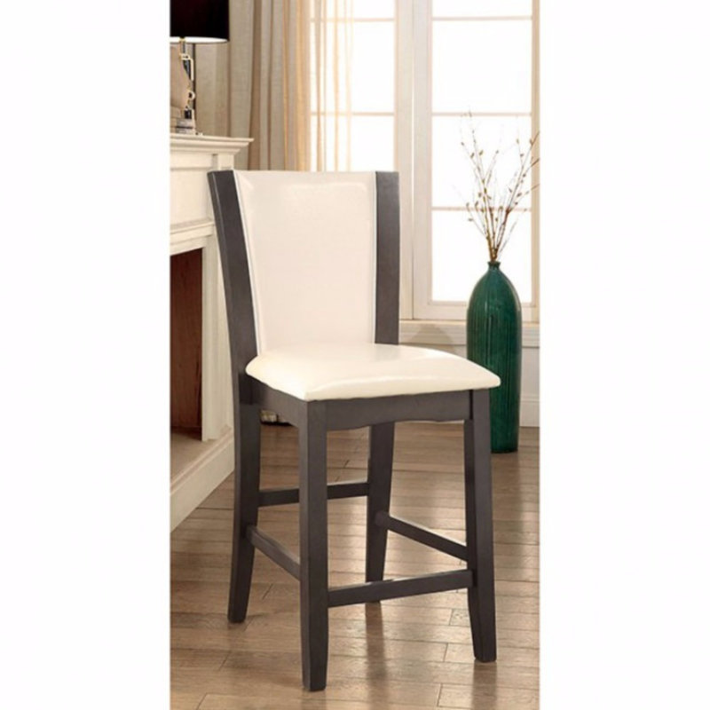 Tabouret de comptoir 25,5 po Ayana, Cadre gris, Crème