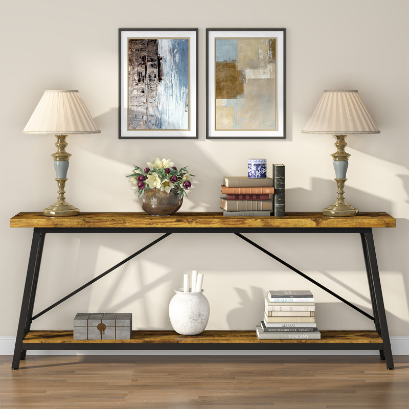 Console Francessca, Chevron brun foncé, Noir