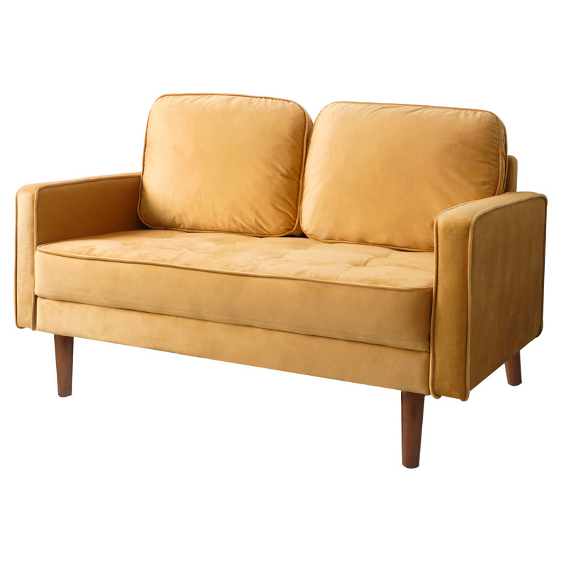 Muneef Corvettta 57.5"  square armrest pull-button double velvet couch, Ginger