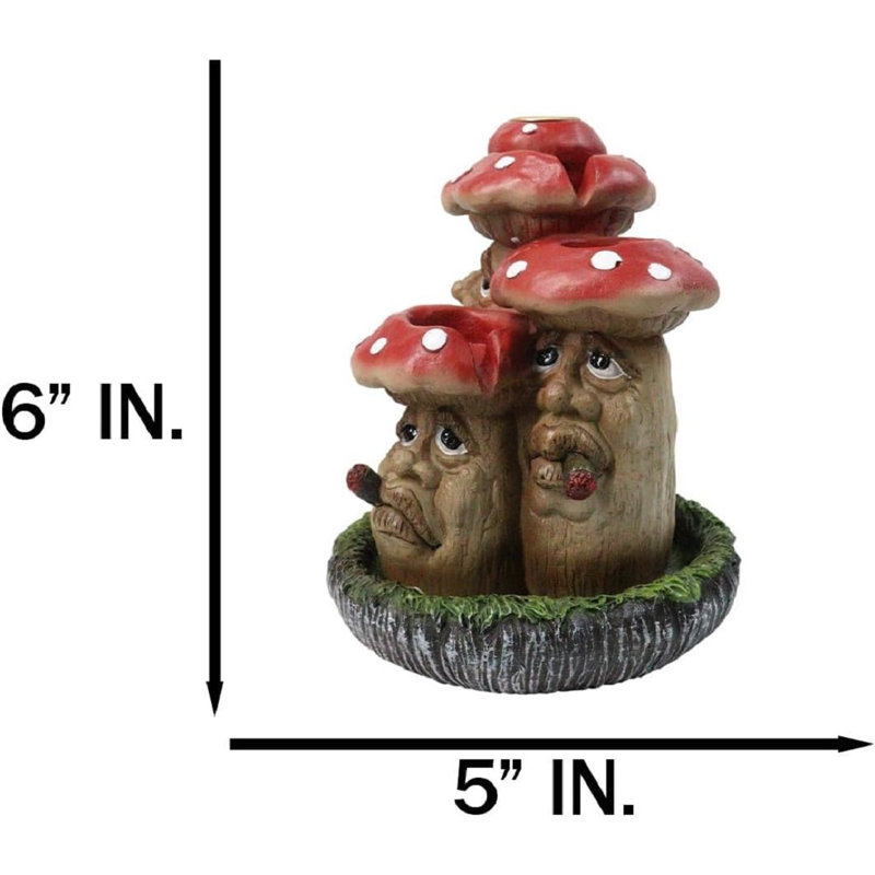 Brûleur d'encens à champignon 3 champignon rouge Fairy Garden