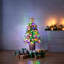 Arbre de Noël artificiel illuminé 4 pi / 5 pi dans un pot à fleurs en forme d'urne - Arbre de Noël artificiel en pot avec pommes de pin, baies rouges et 8 lumières DEL pour l'entrée-2099728674-2099728676