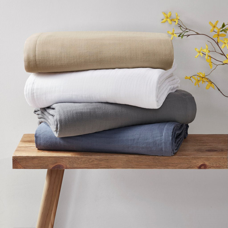 Couverture en coton léger respirant Gracie Mills, Double/grand, Blanc