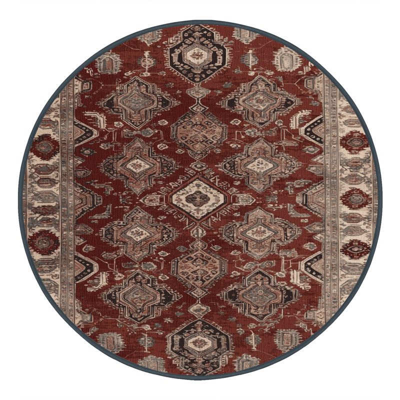 Tapis brun lavable à la machine, Rond 4 pi